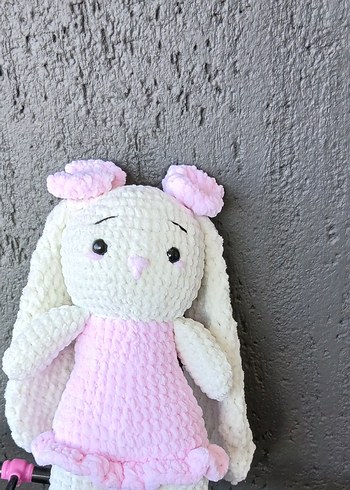 Diğer Pembe Elbiseli Yumusak Orgu Tavsan Oyuncak