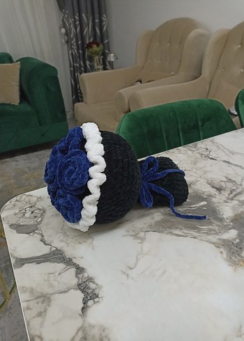 Lacivert Örgü çiçek Buketi - Görsel 2