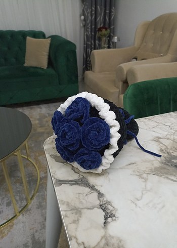 Lacivert Örgü çiçek Buketi - Görsel 3