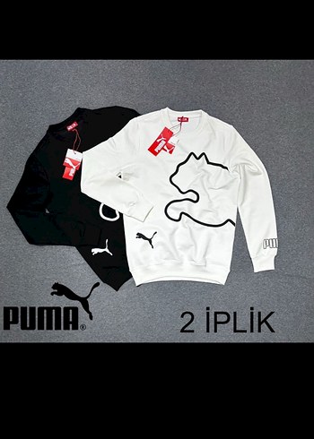 Puma Beyaz Gri Baskılı Sweatshirt