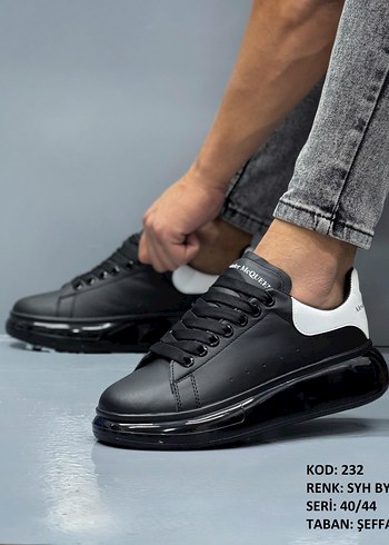 Siyah Beyaz Erkek Sneakers Bağcıklı