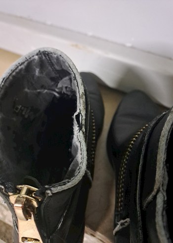 Zara Tokalı Siyah Deri Biker Bot