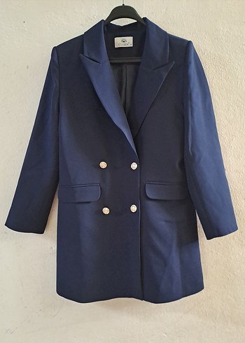 Kadın Mavi Düğmeli Blazer Ceket