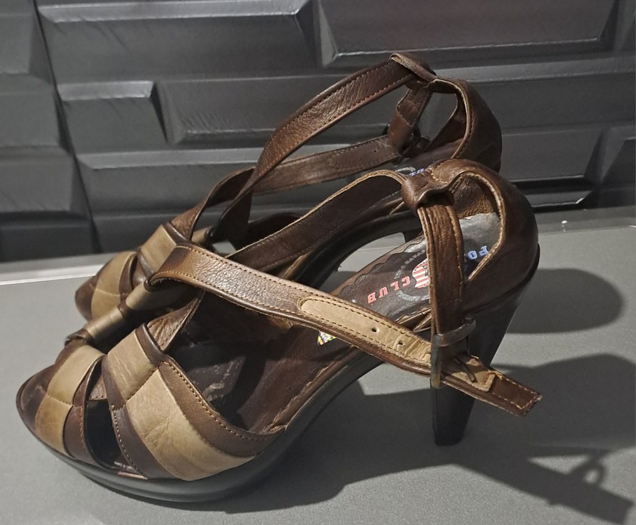 polo club Kahverengi Deri Tokalı Dolgu Topuklu Kadın ayakkabı - Görsel 3