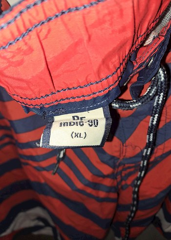 Kırmızı Lacivert Çizgili Erkek Şort - Görsel 2