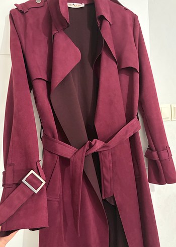 Bordo Süet  kaban - Görsel 5