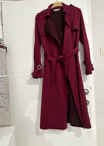 Bordo Süet  kaban - Görsel 4