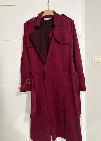 Bordo Süet  kaban - Görsel 2