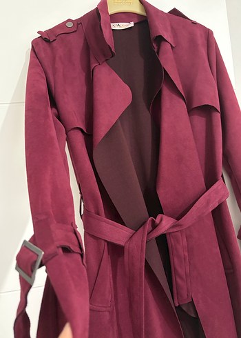 Bordo Süet  kaban - Görsel 6