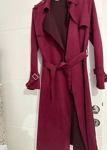 Bordo Süet  kaban - Görsel 3