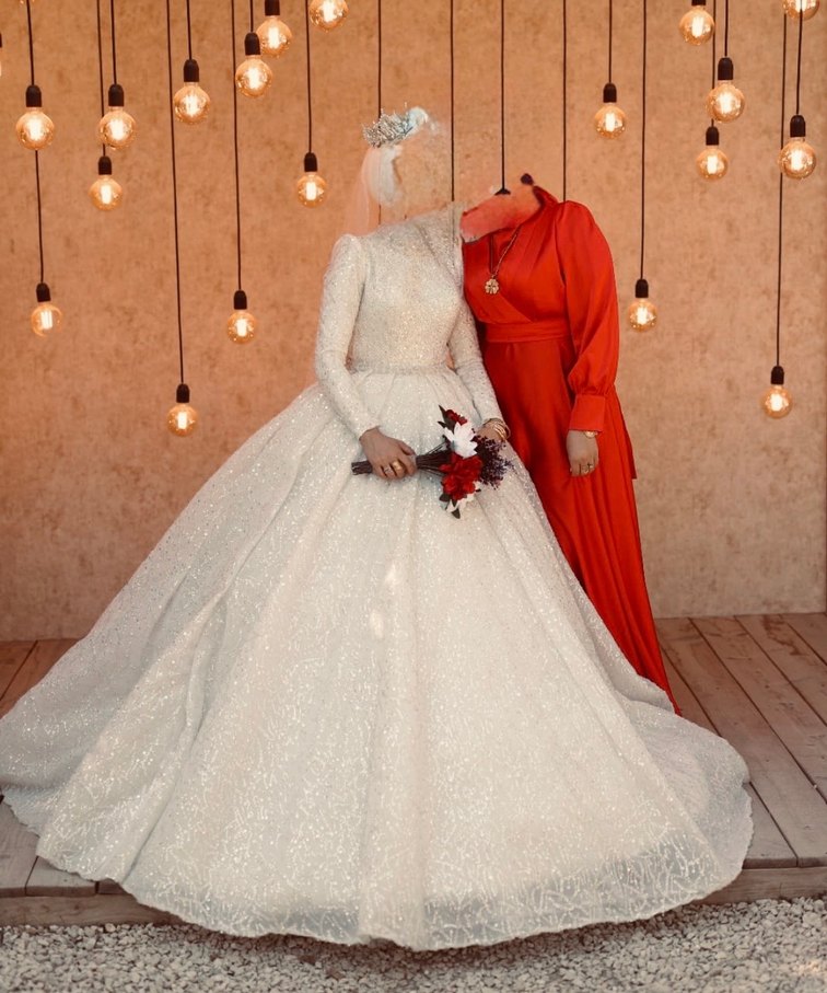 Kırmızı saten abiye - Görsel 2