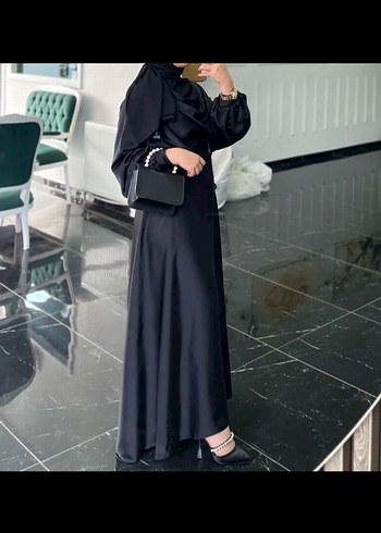 Siyah  saten abiye - Görsel 2