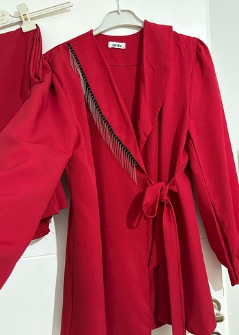 Kemerli Kırmızı Kadın Takım - Görsel 3