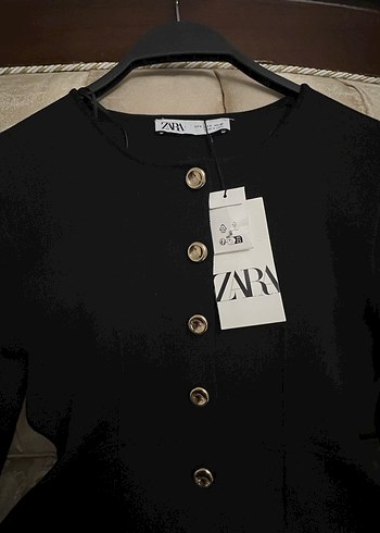 Zara Zara Düğmeli Siyah Kadın Ceket