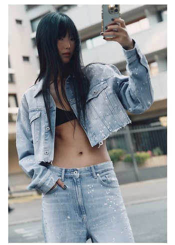 Zara Zara Kadın Denim taşlı ceket