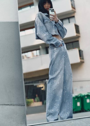 Zara Kadın Denim taşlı ceket
