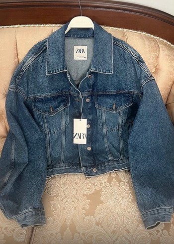 Zara Kadın Mavi Düğmeli Denim Ceket