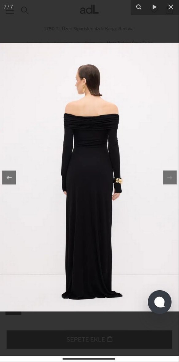 Uzun Kollu Siyah Drapeli Straplez Elbise - Görsel 4