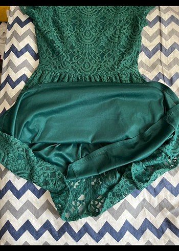 Yeşil Dantel Midi Bohem Parti Elbisesi - Görsel 4