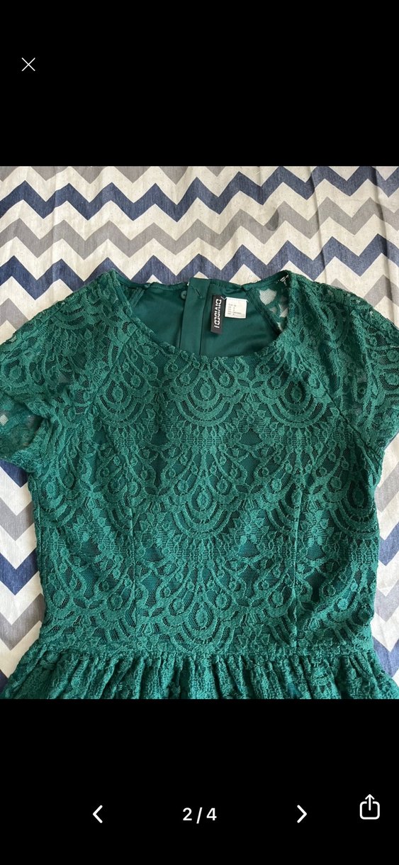 Yeşil Dantel Midi Bohem Parti Elbisesi - Görsel 3