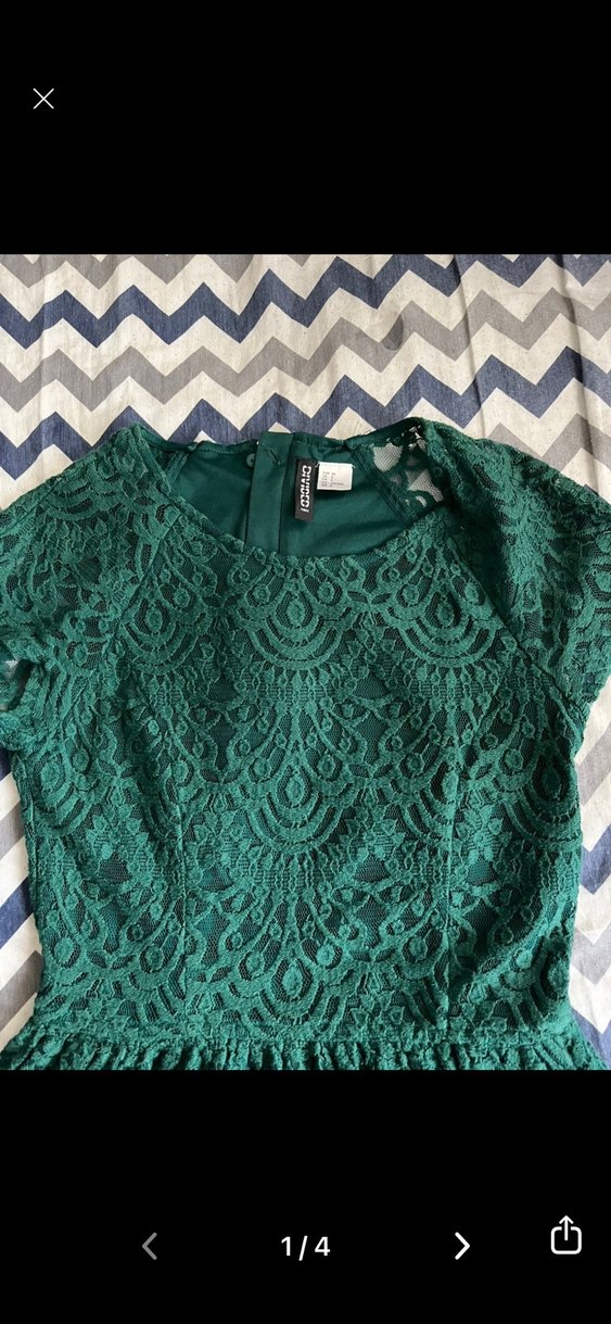 Yeşil Dantel Midi Bohem Parti Elbisesi - Görsel 2