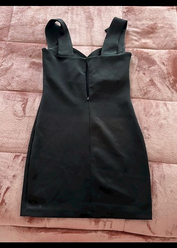 Siyah V Yaka Midi Ofis Elbisesi - Görsel 4