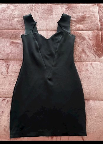 Siyah V Yaka Midi Ofis Elbisesi - Görsel 3