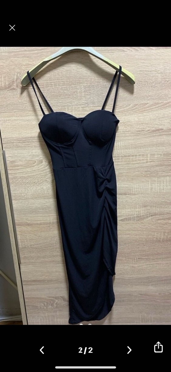 Siyah Straplez Mini Elbise - Görsel 2