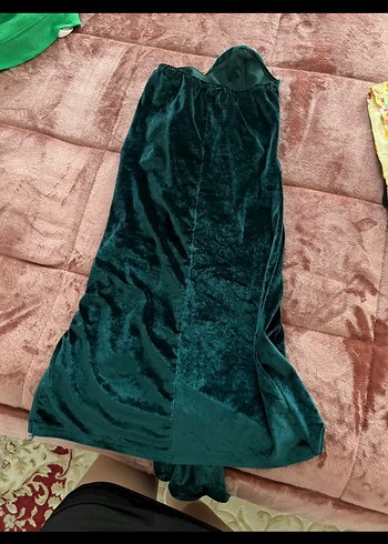 Kadın Turkuaz Straplez Midi Kokteyl Elbise - Görsel 4