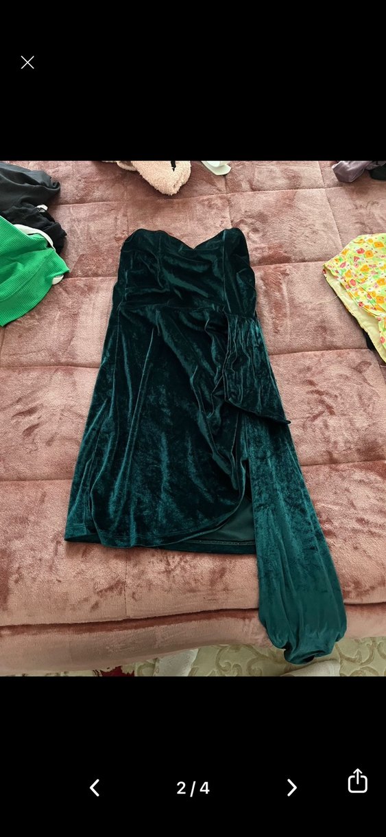 Kadın Turkuaz Straplez Midi Kokteyl Elbise - Görsel 2