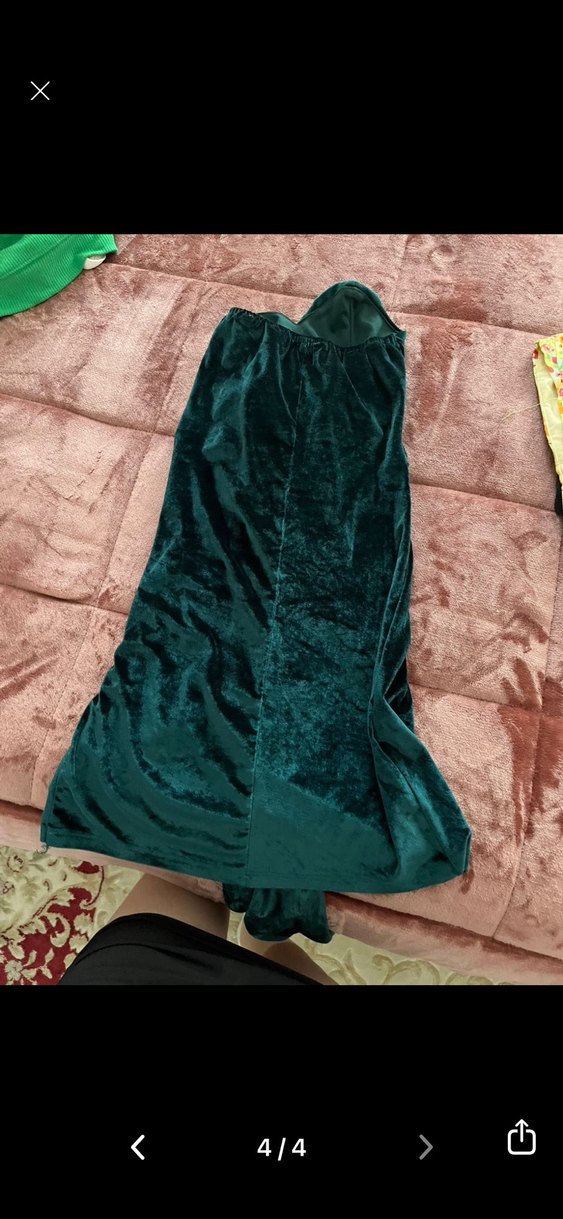 Kadın Turkuaz Straplez Midi Kokteyl Elbise - Görsel 4