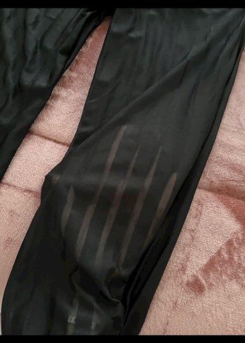 Siyah Pilili tül Kadın Kumaş Pantolon - Görsel 2