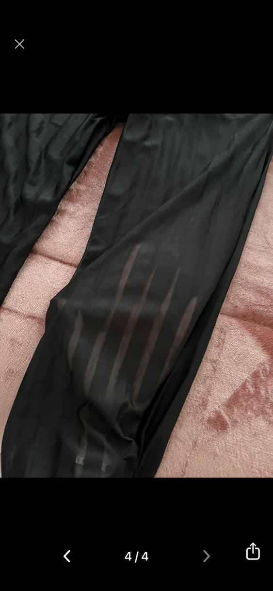 Siyah Pilili tül Kadın Kumaş Pantolon - Görsel 2