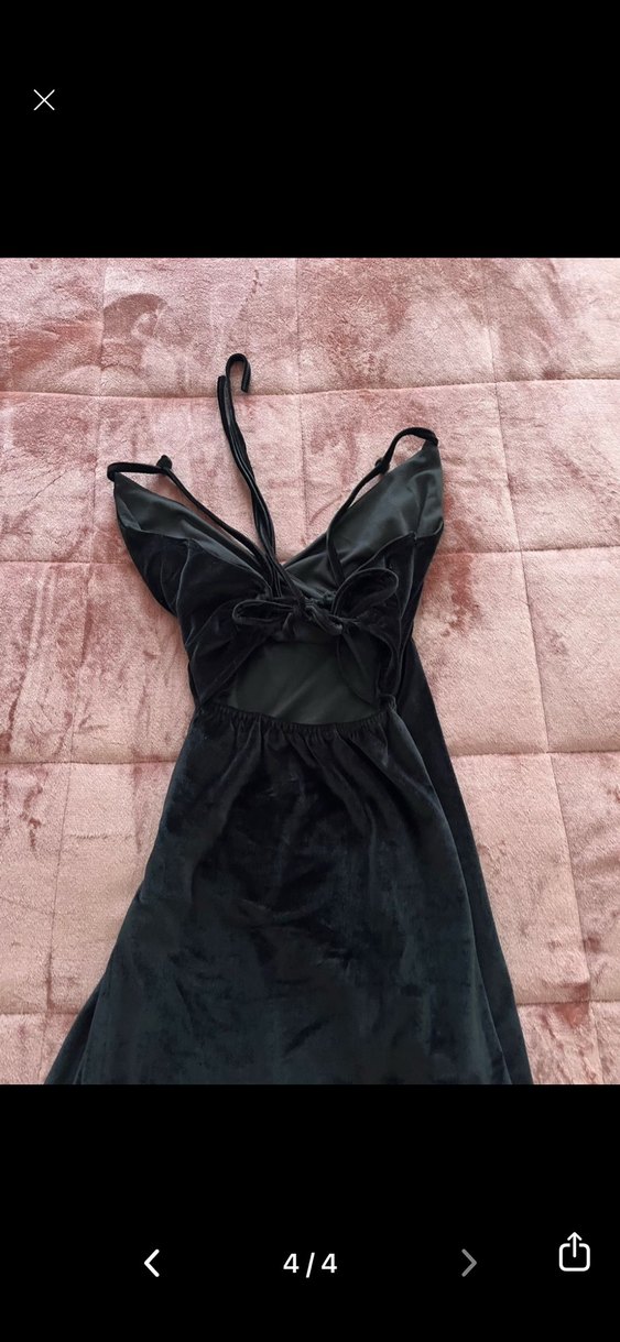 Siyah Drapeli Saten Mini Elbise - Görsel 4