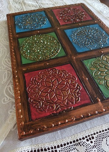 Bohem Tarz Kabartmalı Ahşap Görünümlü Tablo - Görsel 3