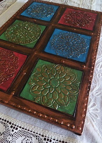 Bohem Tarz Kabartmalı Ahşap Görünümlü Tablo - Görsel 5