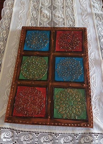 Bohem Tarz Kabartmalı Ahşap Görünümlü Tablo - Görsel 2