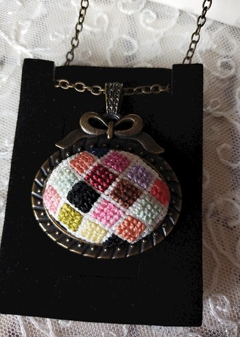 Renkli Nakışlı Boncuklu Bohem Kolye - Görsel 2