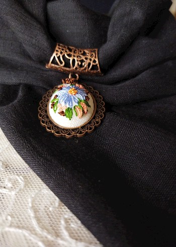 Nakışlı Boncuklu Bohem Kolyeli Fular - Görsel 5