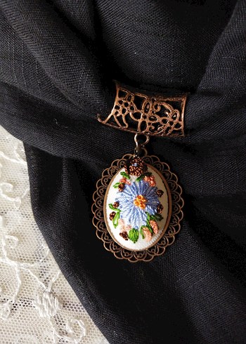 Nakışlı Boncuklu Bohem Kolyeli Fular - Görsel 6