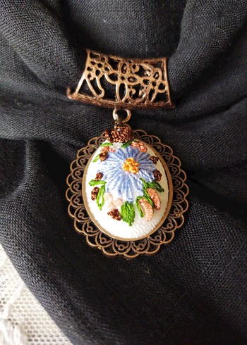 Nakışlı Boncuklu Bohem Kolyeli Fular - Görsel 3