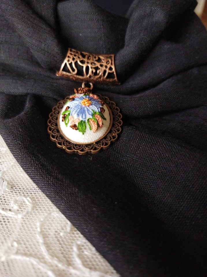 Nakışlı Boncuklu Bohem Kolyeli Fular - Görsel 5