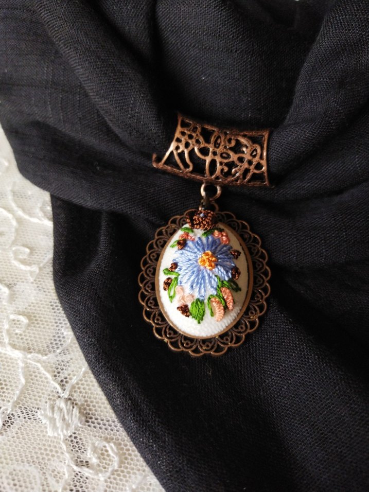 Nakışlı Boncuklu Bohem Kolyeli Fular - Görsel 2