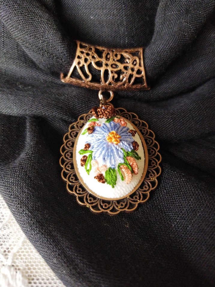 Nakışlı Boncuklu Bohem Kolyeli Fular - Görsel 3