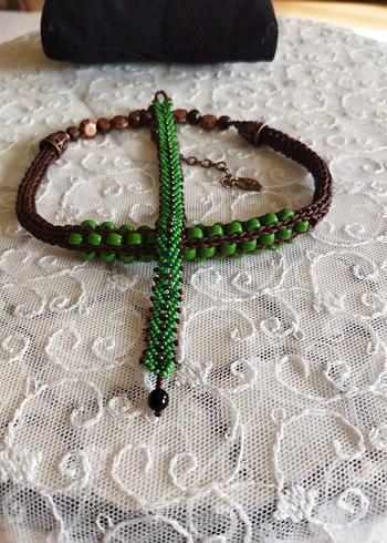 Yeşil Boncuklu Bohem Kolye ve Bileklik - Görsel 7