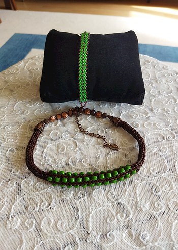 Yeşil Boncuklu Bohem Kolye ve Bileklik - Görsel 3