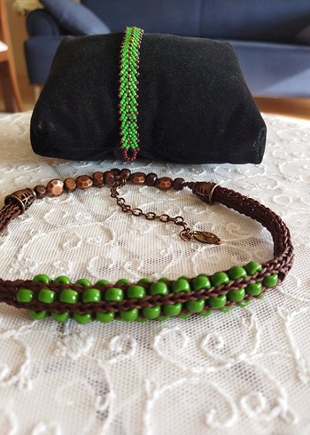 Yeşil Boncuklu Bohem Kolye ve Bileklik - Görsel 5