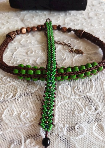Yeşil Boncuklu Bohem Kolye ve Bileklik - Görsel 6