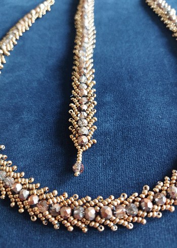 Altın Renk Zincir Detaylı Kısa Kadın Kolyesi ve Bileklik - Görsel 5