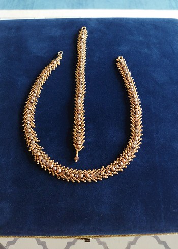 Altın Renk Zincir Detaylı Kısa Kadın Kolyesi ve Bileklik - Görsel 4